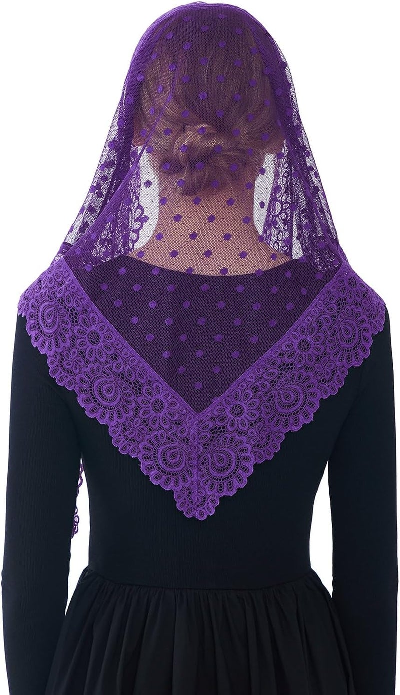 Wgior Triangle Vintage Inspired Lace Chapel Veils Catholic Mass Head Covering Scarf Mantilla Veils for Church - Image 4